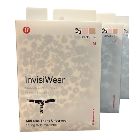 Lululemon InvisiWear Mid-Rise Thong Underwear 3-Pack - Sizes XS S M - Picture 1 of 2